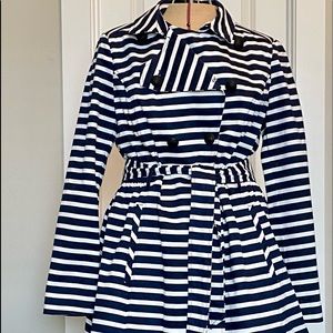 Express Navy/Wht striped Trench Coat